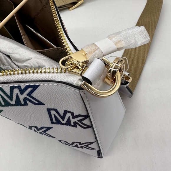 Michael Kors Jet Set Price Medium Crossbody W Tech Accessories Rainbow MK Logo - Picture 11 of 12